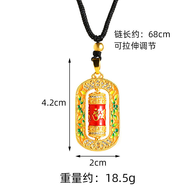 Gufasha oro seis palabras Zhenyan rotor de meridiano vid micro diamantes collar de cuerda negra estilo nacional versátil Yiwu joyería fuente
