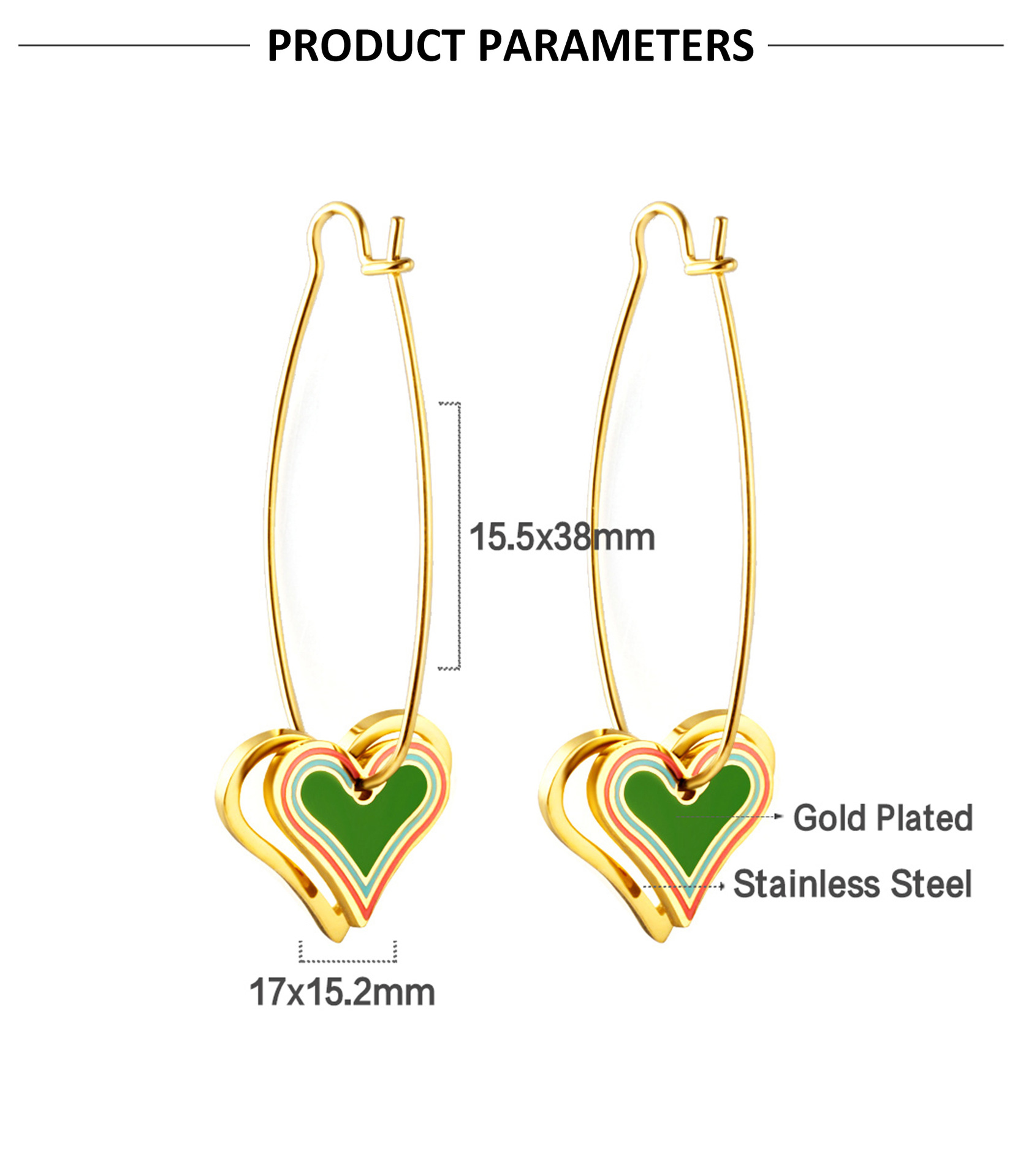 Fashion Heart Shape Flower Stainless Steel Plating Drop Earrings 1 Pair display picture 2