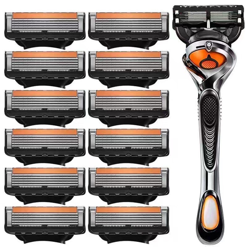 2025 Men's Five-Layer Manual Razor Durable Gillette Multi-Layer Stainless Steel Blade Head Portable Razor
