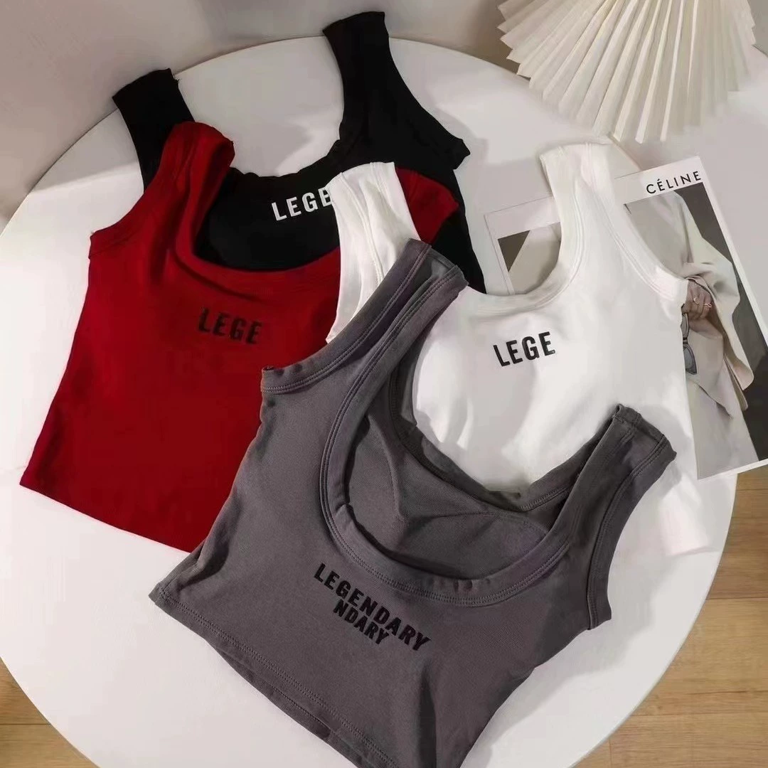 Crop Top (LEGE) Women's Wireless Cotton Bra Top, Breathable Padded Yoga Tank, One Size