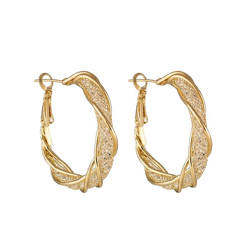 Internet celebrity s925 silver needle French shiny high-end three-thread winding hollow irregular earrings