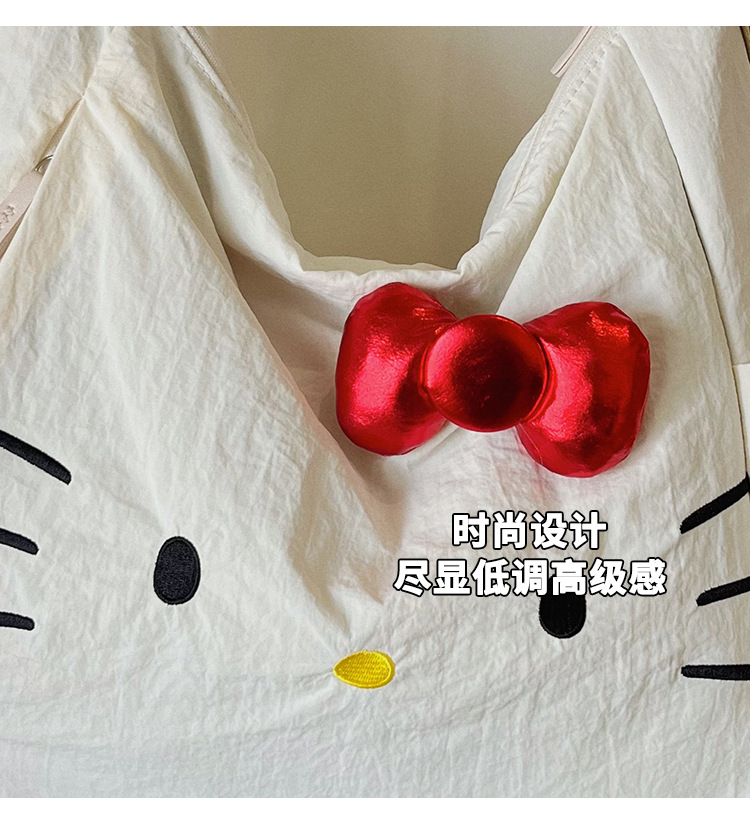 Cross-border Nylon Women's Bag 2026 New Style Large Capacity Cute Little Cat Single Shoulder Bag Bow Tote Bag Backpack