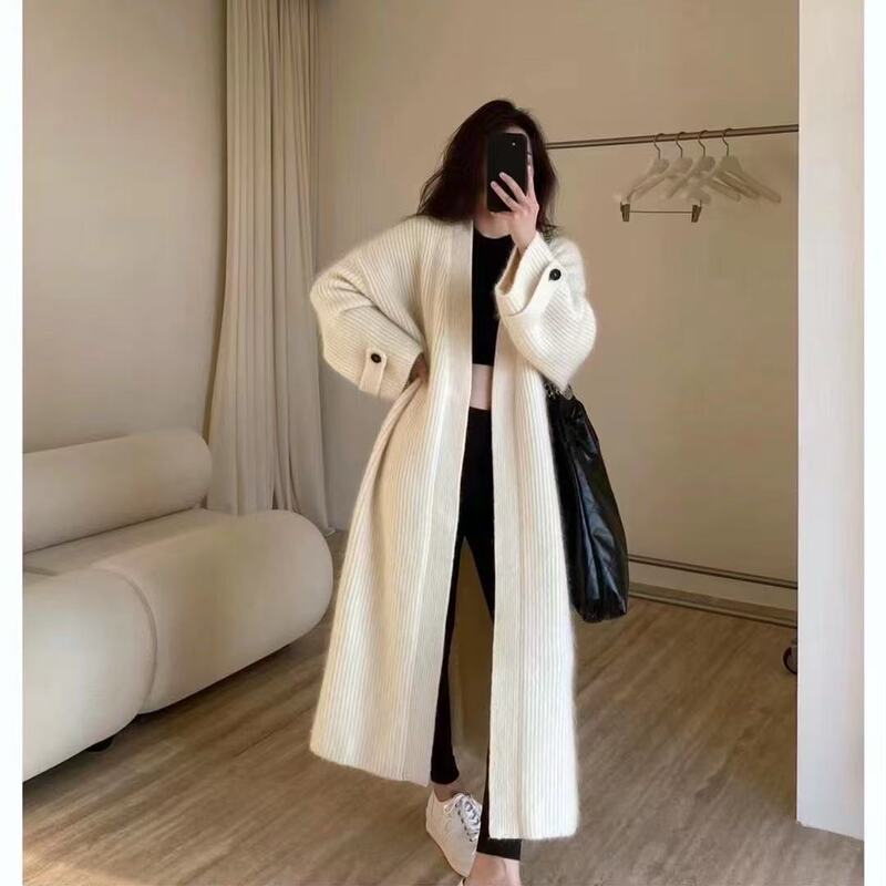 European and American Export Autumn and Winter New Design Lazy Style Long Sweater Knitted Cardigan for Women Loose Thick Outwear for Women