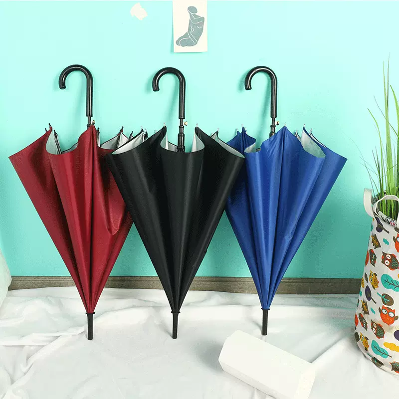 批发商务直杆弯柄银胶自动伞防晒防紫外线遮阳伞晴雨伞广告礼品伞