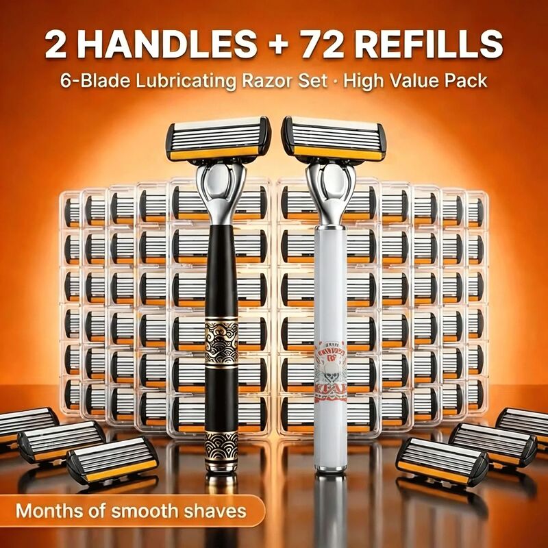 Cross-Border Popular Orange Six-Layer Manual Razor, Retro Non-Slip Handle, Multi-Blade Combo Set Cross-Border Popular Orange Six-Layer Manual Razor, Retro Non-Slip Handle, Multi-Blade Combo Set