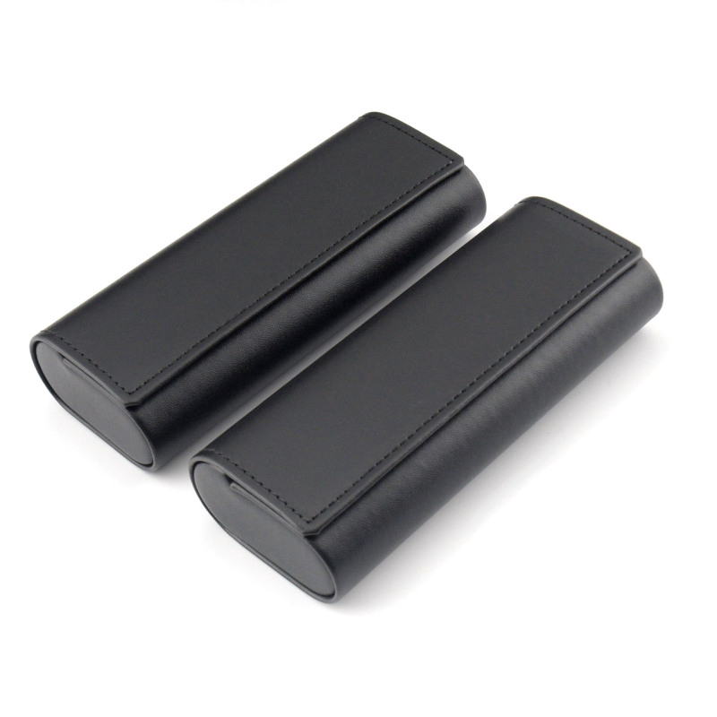 Black glasses case wholesale in stock fashion leather business magnetic large frame glasses case glasses cloth storage