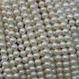 【梦间珠宝】跑量款7.5-8.5mm近圆螺纹珍珠手工饰品天然淡水珍珠