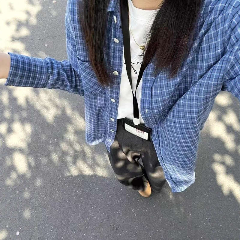 Retro Style Blue Small Plaid Long-Sleeved Shirt for Women Autumn and Winter 2025 New Elegant Casual Versatile Mid-Length Top
