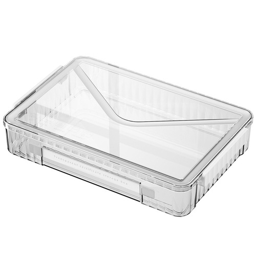 Home PET Transparent ID Holder Desk Organizer Simple Plastic Drawer Storage Box with Handle and Side Latch
