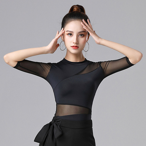 Modern dance clothes for women new shape Latin dance practice clothes for ballroom dance modern dance ballroom dance top mesh