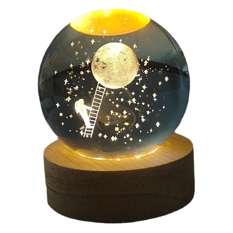 Luz estrellada creativa astronauta bola de cristal luminosa luz de noche decoración regalo de cumpleaños regalo de San Valentín chino fábrica al por mayor