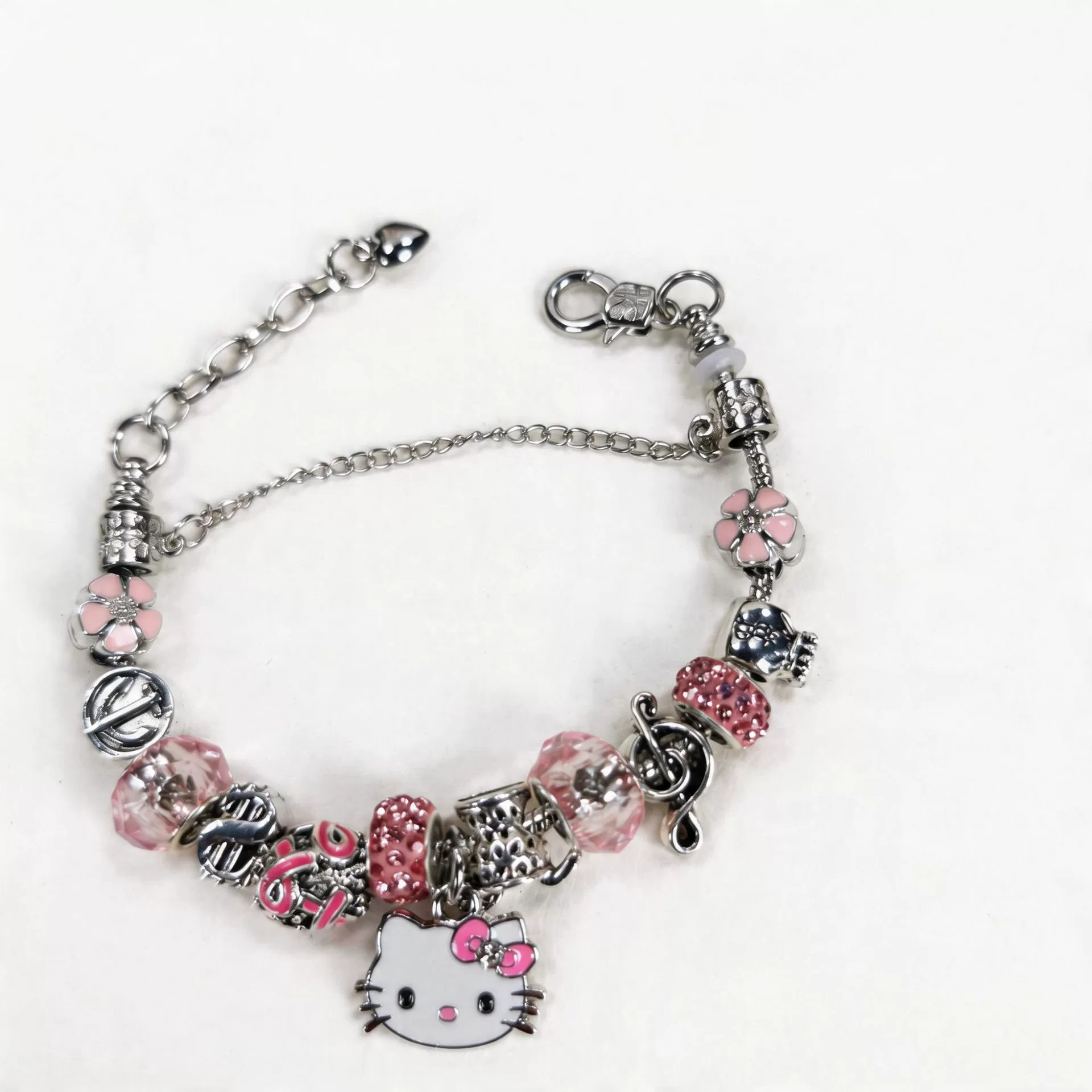 Браслет (Hello Kitty) браслет с подвесками из нержавеющей стали, мультяшные подвески, милые розовые акценты