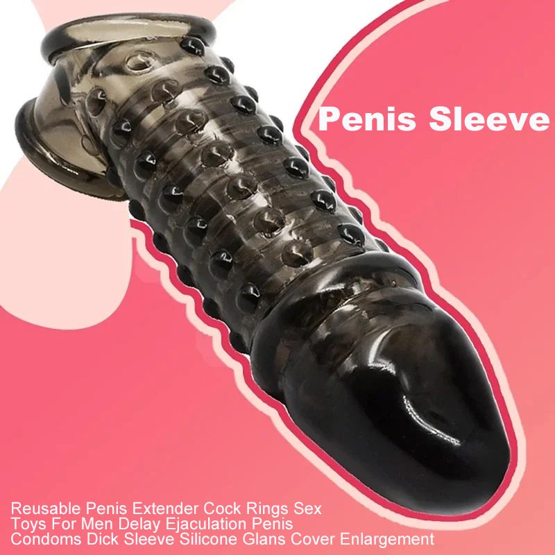Big Black Wolf Teeth Wearable Hollow Double-Ended Dildo Sleeve, Locking TPE Extender — detail image 2