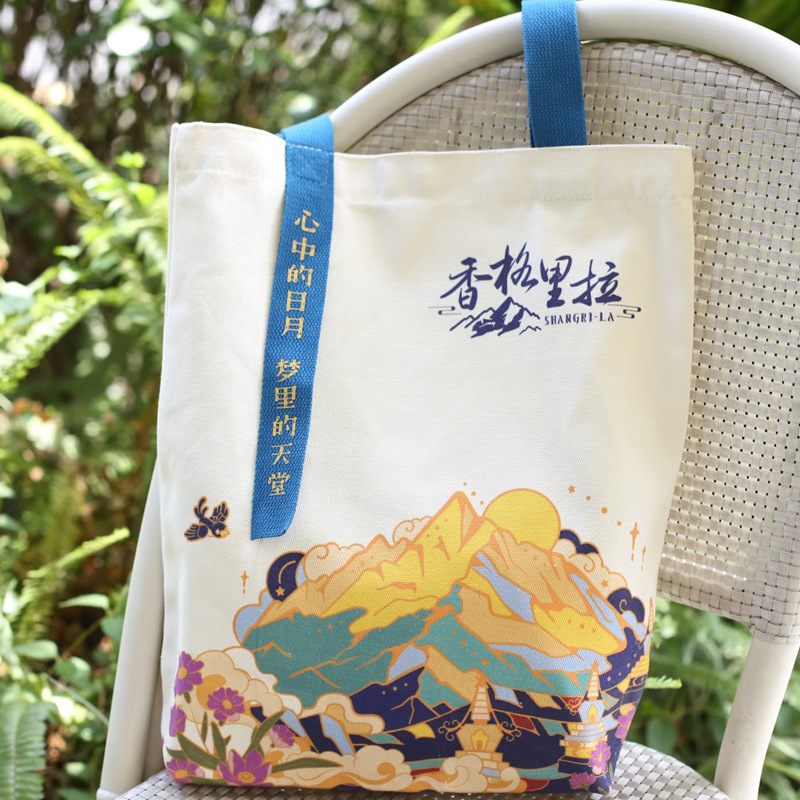 空白手提帆布袋logo制定学生可爱卡通斜跨创意印花广告棉布包定制