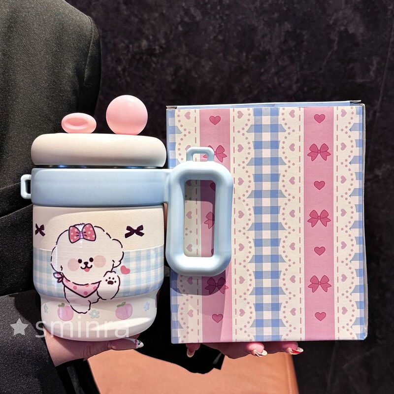 高颜值保温杯女生桌面杯2025新款便携水杯办公双饮吸管杯咖啡杯子|undefined