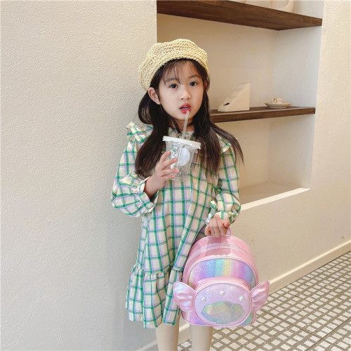 Children's small bag, cute little girl PU wings backpack, stylish princess travel backpack, girl's school bag