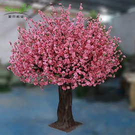 仿真桃花树假桃树大型植物装饰樱花树玻璃钢桃花树造景室外桃花树
