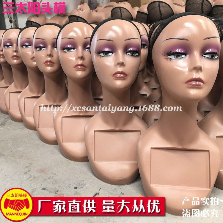 三太陽の頭のモデルの偽の頭のモデルは欧米の偽の人の頭の半身の頭のモデルの特の頭のかつらの両肩のモデルの頭を展示します。|undefined