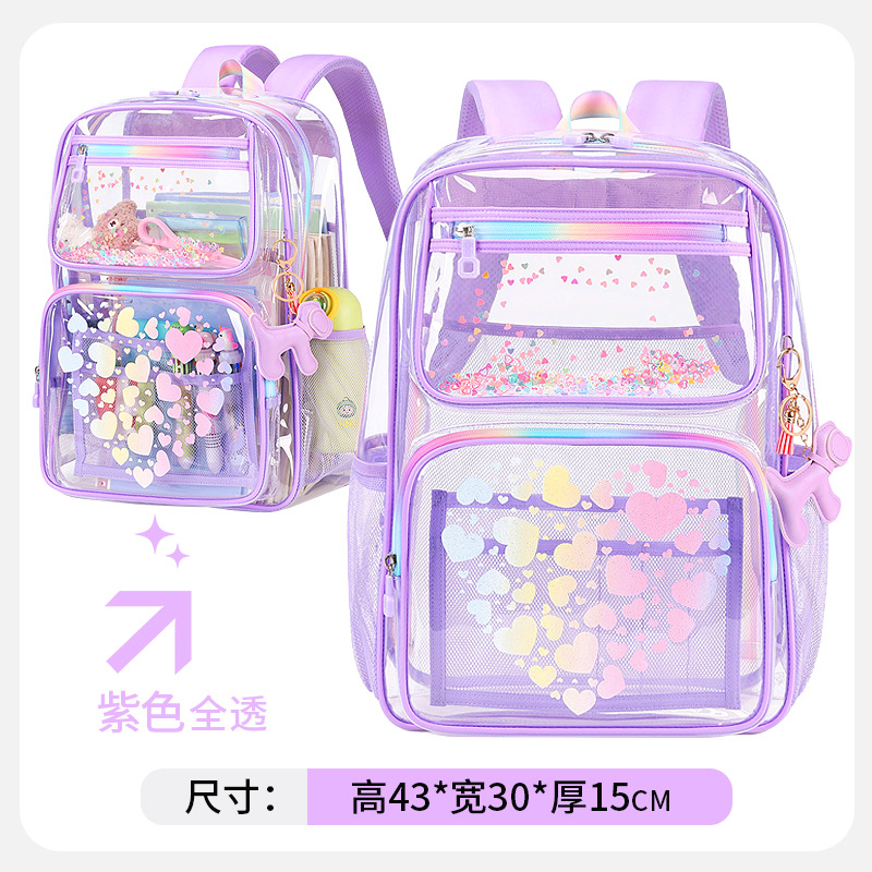 Venta directa de fábrica Amazon comercio exterior bolsa transparente moda dibujos animados mochila escolar para niños y niñas escuela primaria escuela secundaria escuela secundaria mochila