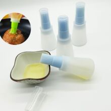 户外烧烤油刷带刻度硅胶油瓶刷耐高温调料厨房工具带盖烘培工具