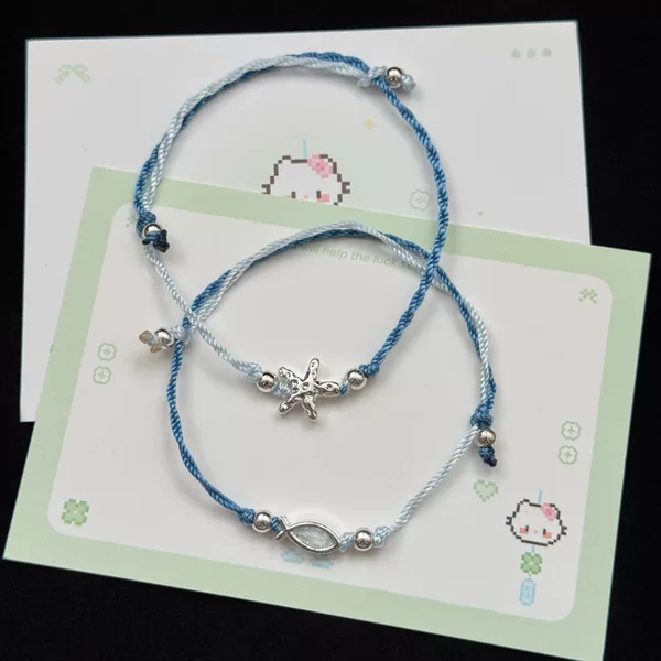 New Cute Starfish and Fish Bracelet for Female Students, Accessible Luxury and Unique New Chinese Style Personalized Braided Bracelet Accessories