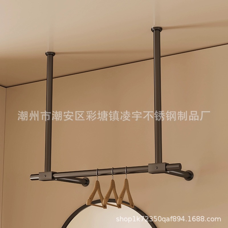 Atour All-Season Hotel Clothes Hanger Stainless Steel Electroplated Gun Gray Hotel Room Bathroom Wall Clothes Drying Rod Coat Rack
