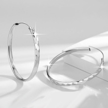4mm宽面大圈耳环欧美夸张耳圈女ins时尚气质耳坠S925纯银耳扣批发