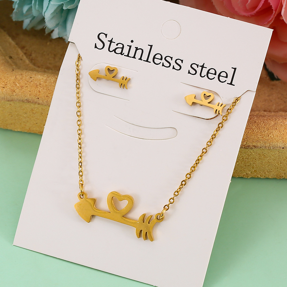 Großhandel Schmuck Einfacher Stil Pentagramm Auge Schmetterling Edelstahl 304 Überzug Schmuck-Set Kabelkette display picture 11