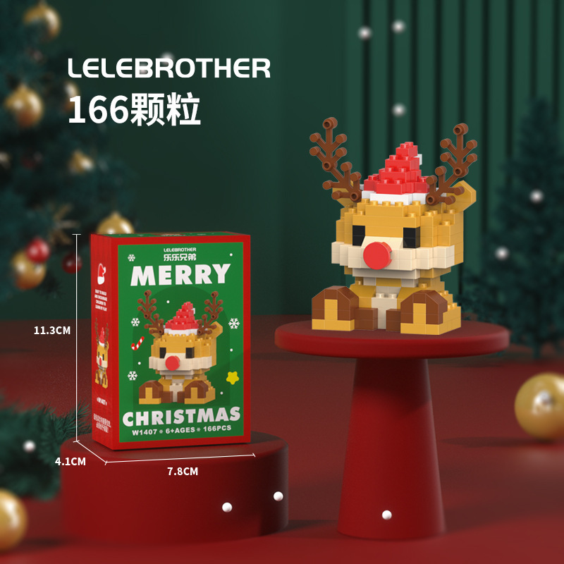1401 árbol de Navidad para el anciano renos regalos de vacaciones de micropartículas de bloques de construcción ensamblaje juguetes al por mayor transfronterizos image 13