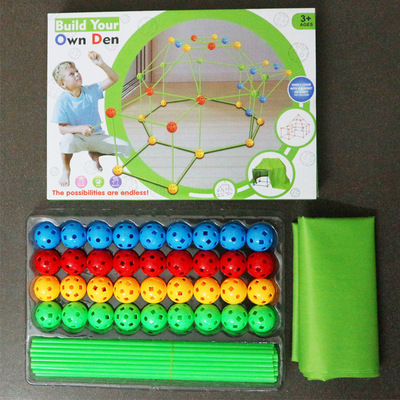 亞馬遜兒童帳篷建築遊戲屋玩具插珠帳篷拼插積木DIY室內室外跨境