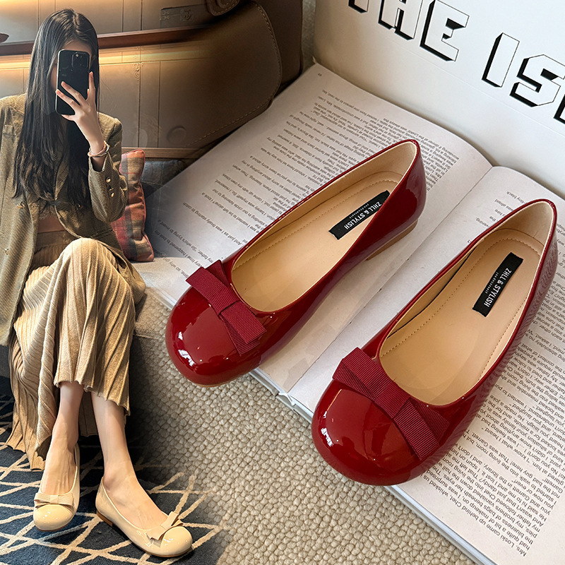 708-1 Flat Shoes for Women, Round Toe, Sweet Granny Shoes, Mary Jane Shoes for Women, Wide Feet, Large Size Women's Shoes, Size 41 to 43