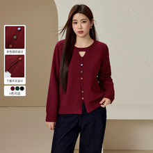 【去班味设计感镂空百搭针织衫】纤莉秀大码女装胖mm2025春装新款