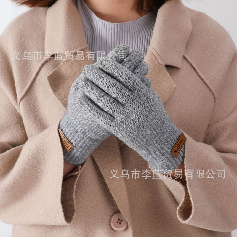 手袋ニット厚手2層防寒保温ファッションタッチパネル手袋冬保温手袋男女自転車手袋|undefined