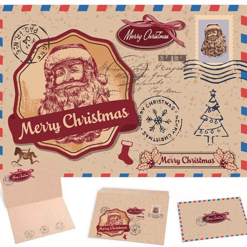 스탬프 산타 클로스 (세트 1 인사말 카드 + 1 카드)