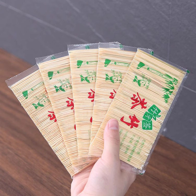 Household hotel living room bulk double-ended bagged bamboo skewers high-end tooth picking tools disposable fine toothpicks individually packaged