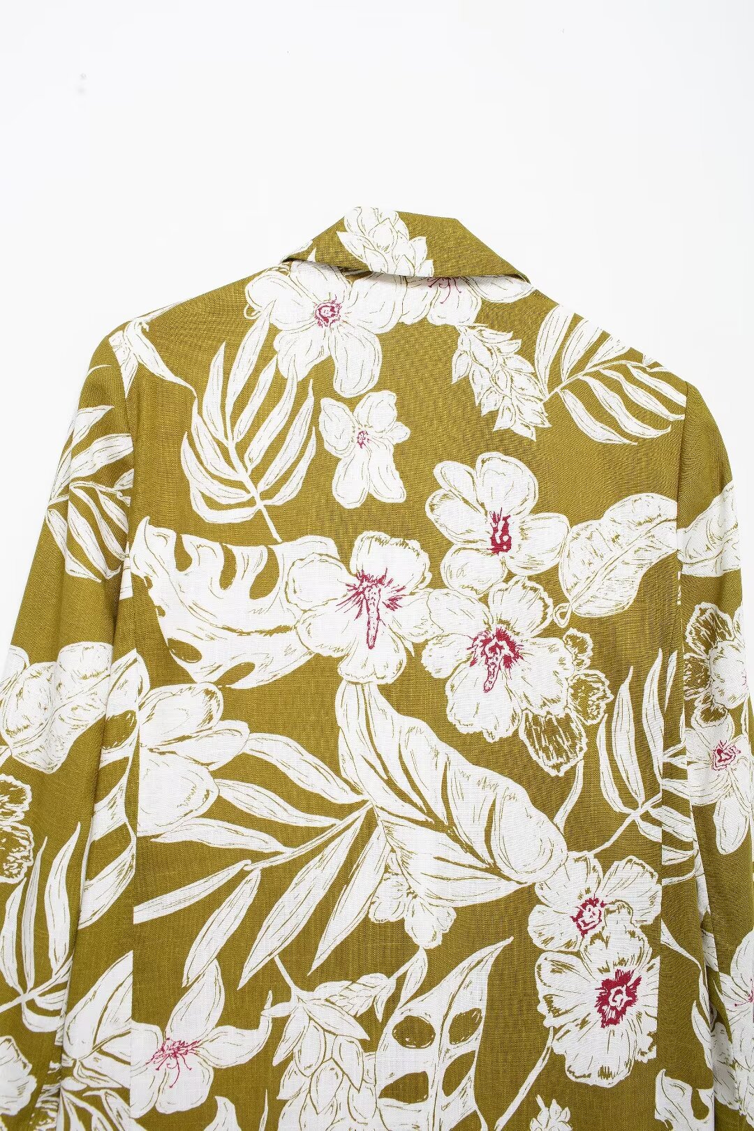 Women's linen blend flower print suit jacket pants dress set_voghion.com