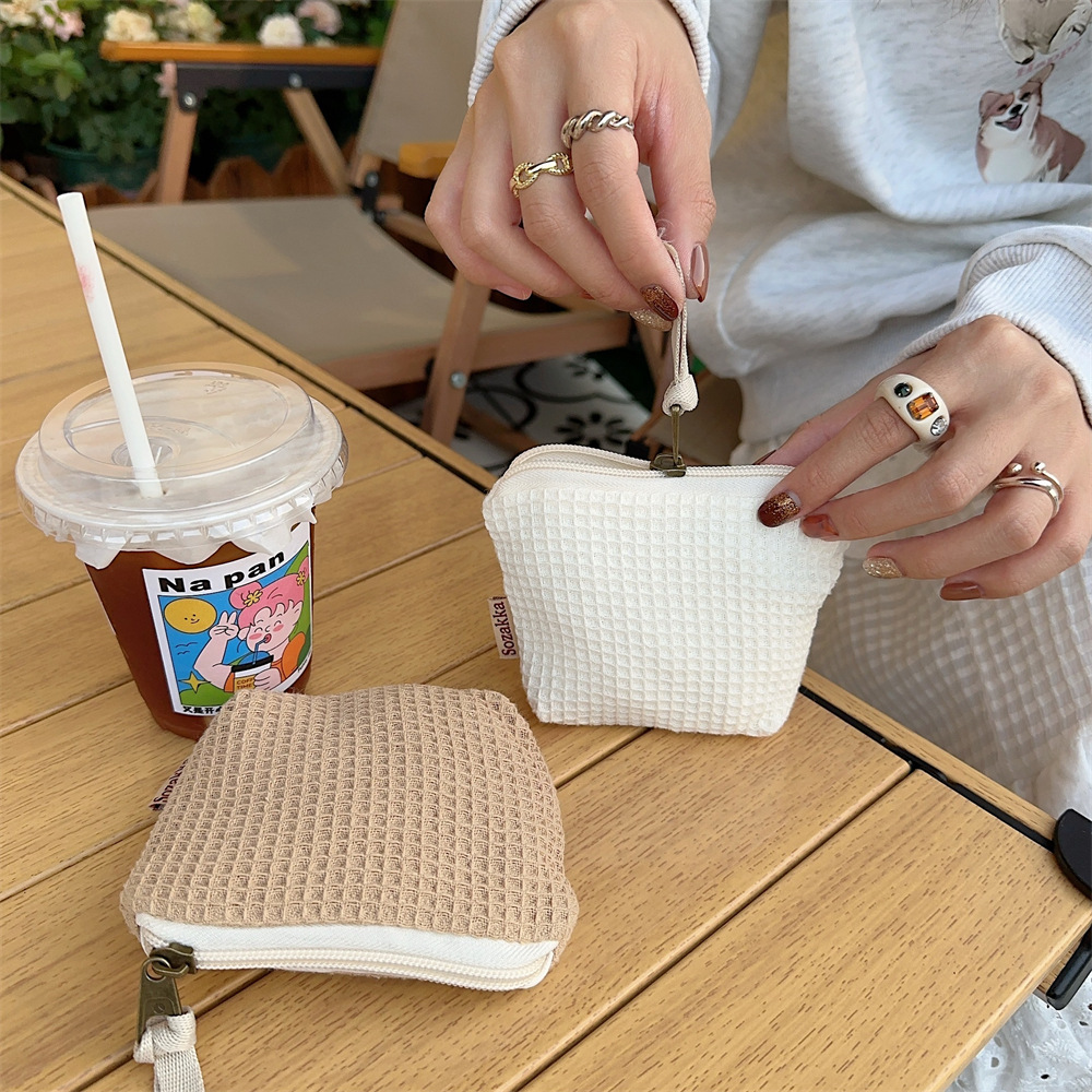 310173 Wafers Checkered Small Item Storage Bag, Portable small Bag, Lipstick Cushion Key, Lipstick Makeup Bag undefined