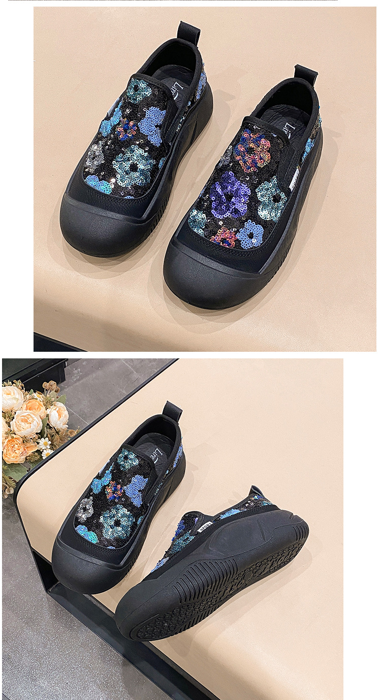 Women's Casual Floral Sequins Round Toe Casual Shoes display picture 32