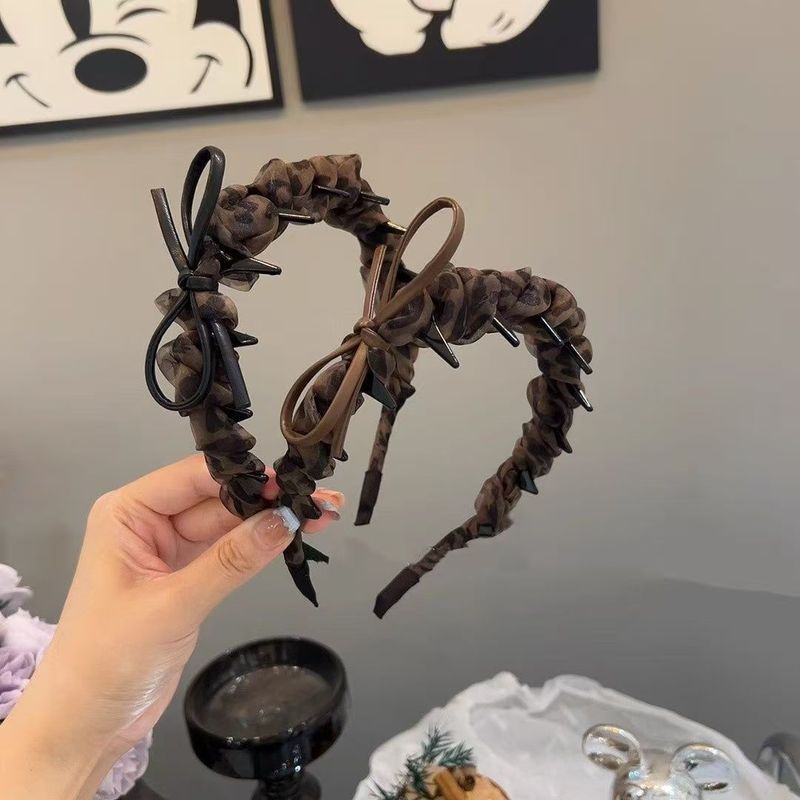 豹纹齿梳发箍女2025新款外戴百搭高颅顶洗脸压发发卡带齿头箍头饰|undefined