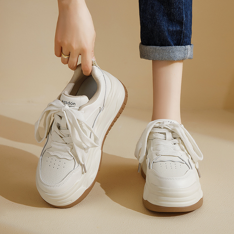 Zapatillas Blancas para Mujer Augu Shiden, Estilo Universitario, Otoño 2025, Estilo Casual, Suela Gruesa, Deportivas, Zapatillas Panda Blancas y Negras