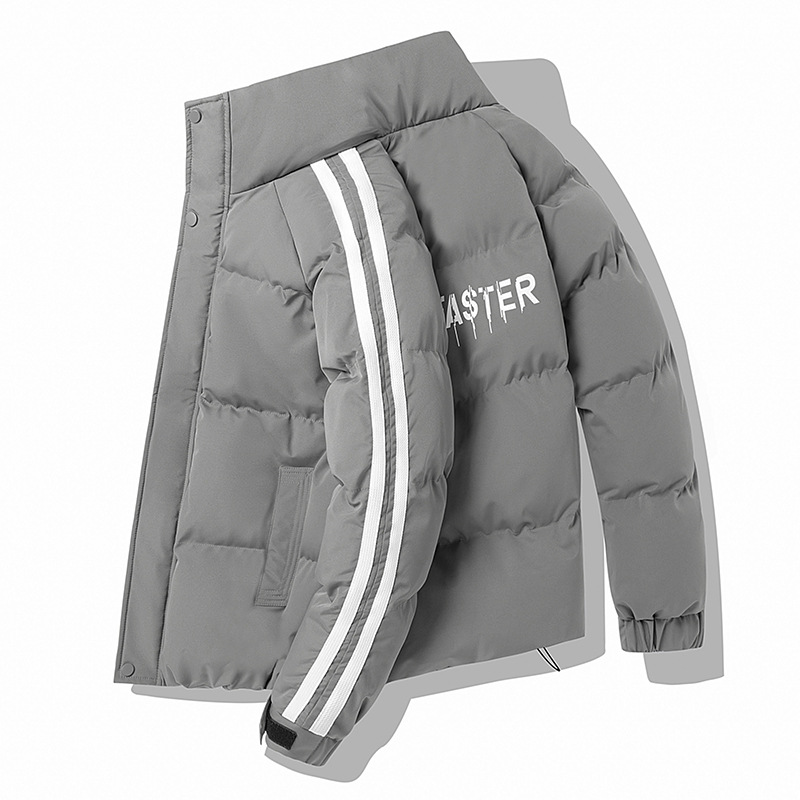 Capa de algodón de invierno de estilo masculino y masculino de cuello vertical ropa de algodón transfronteriza tendencia suelta chaqueta de algodón de estilo de puerto gruesa abrigo cálido
