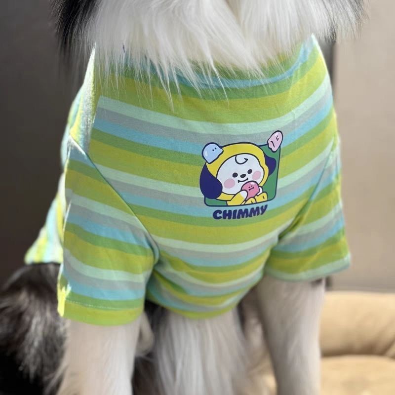 中大型犬狗狗衣服春夏薄款条纹T恤拉布拉多金毛边牧防掉毛空调衫