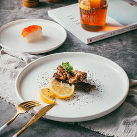 北欧陶瓷西餐盘牛排盘 创意网红西式早餐盘平盘 白色家用菜盘专货
