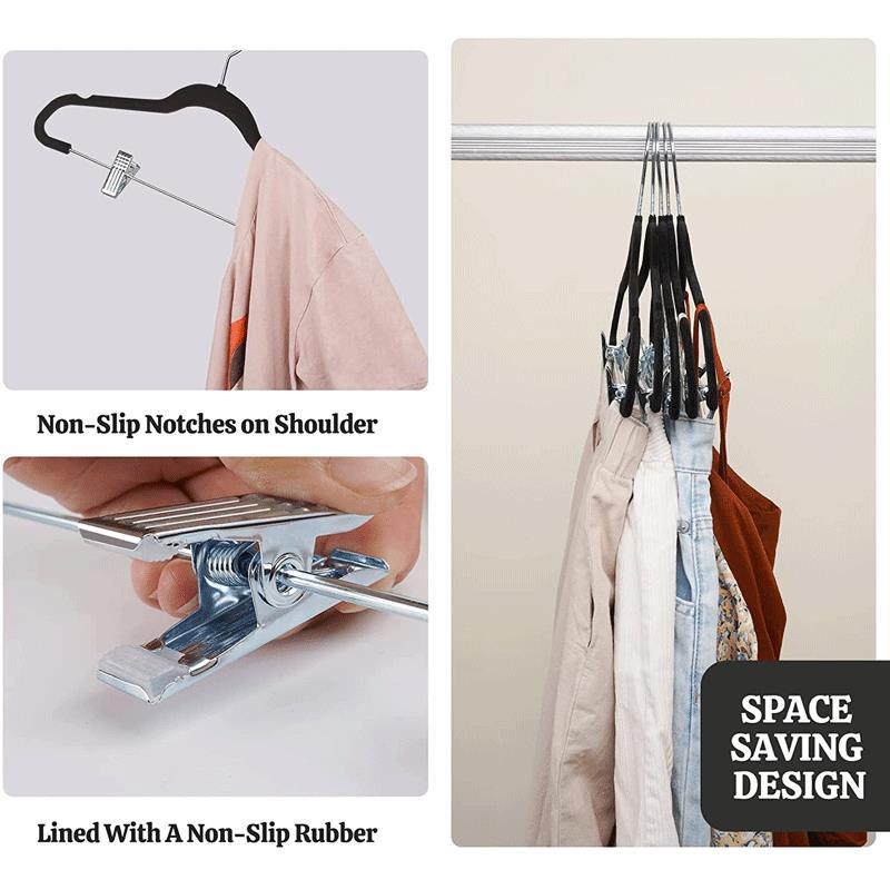 percha de ropa con clip de flocado percha de pantalones percha de ropa antideslizante para ahorrar espacio percha de ropa tienda de ropa trajes chaqueta de ropa