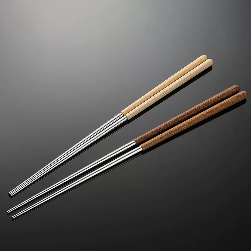 埃恩304不锈钢木柄油炸筷子加长鸡翅木耐高温防烫炸油饼酒店工具