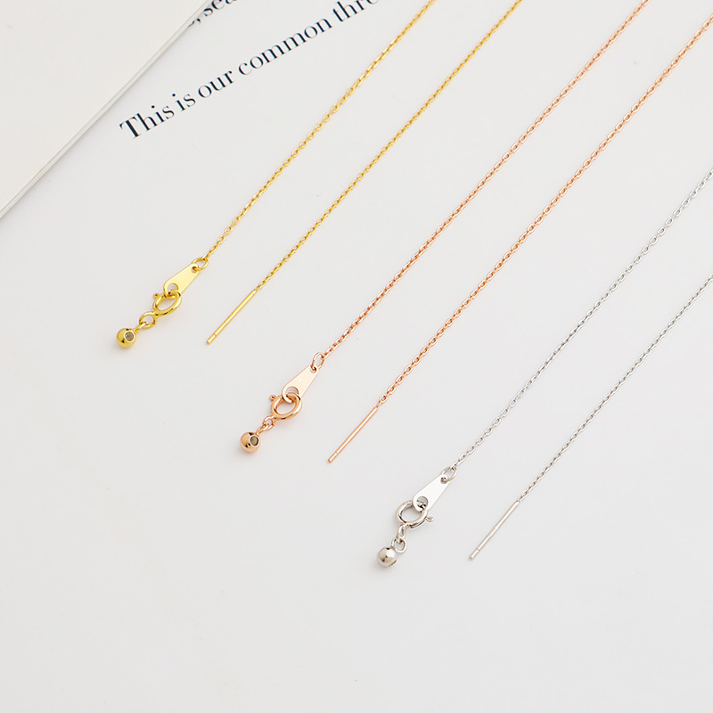 S925 Silver Jewelry O-Ring Chain Activity Chain Adjustment Cross Chain DIY Universal Necklace Silicone Heartbead Locking Chain with Needle