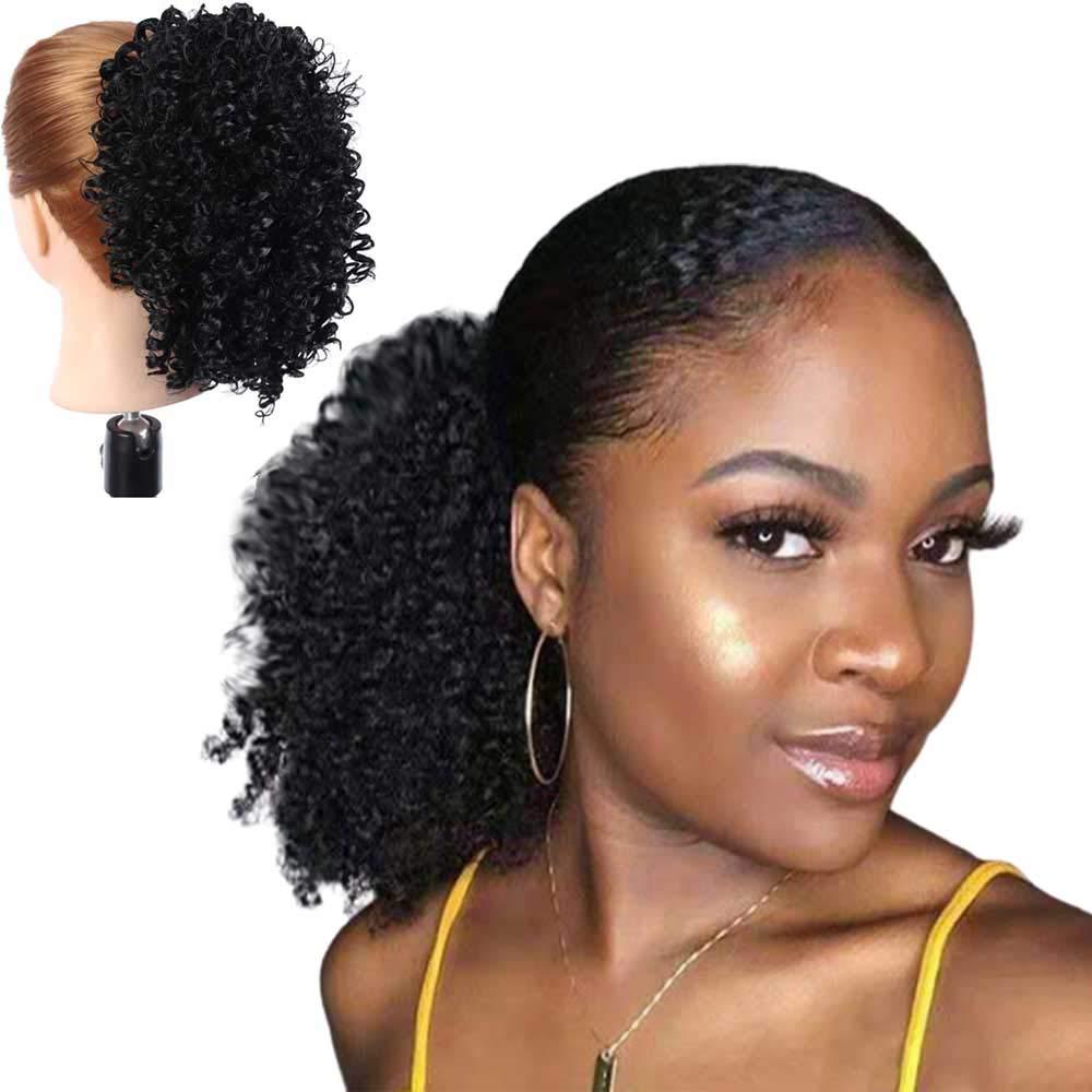 Sintētiskie mati Afro aukliņa maza cirtainu matu soma sintētiska zirgaste_voghion.com