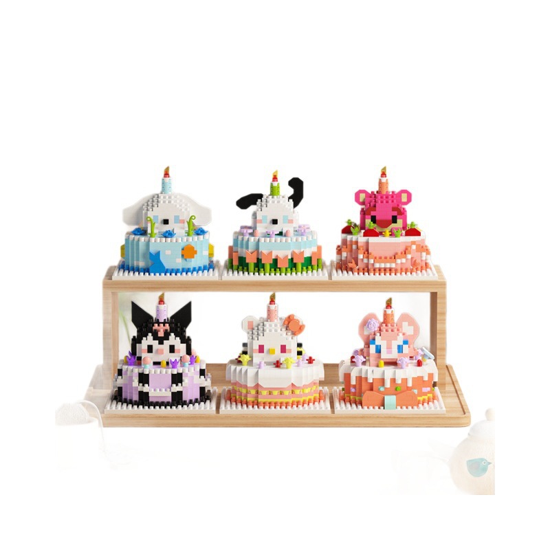 Postre compatible pastel de cumpleaños bloques de dibujos animados altos animales osos muñecos rompecabezas juguetes educativos para niños regalos