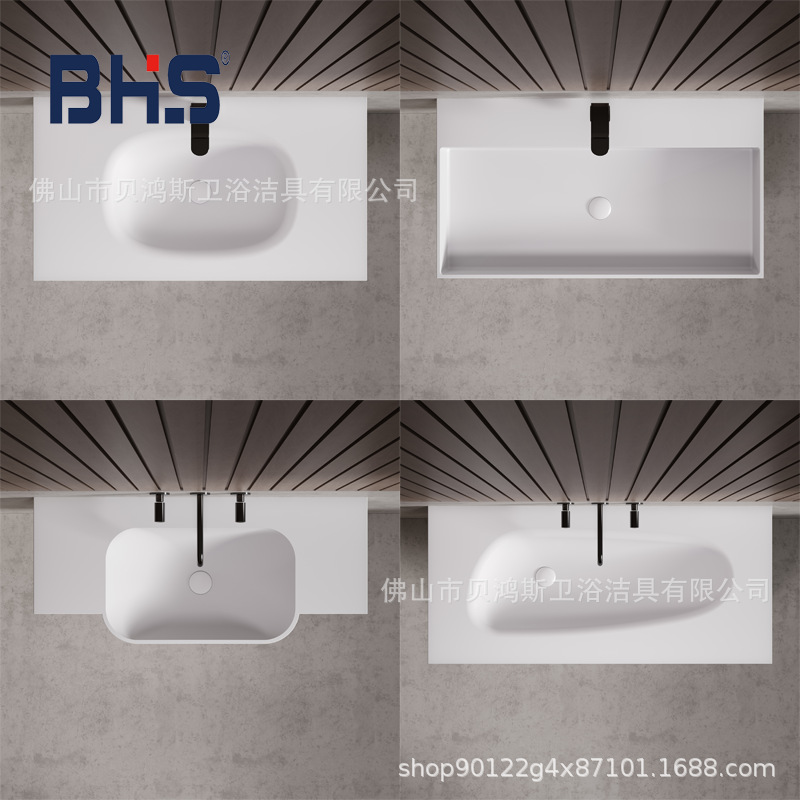 Beihongsi Corian Washbasin Pmma Artificial Stone Hot-Pressed Integrated Basin Undermount Corner-Cut Washbasin Light Luxury Style