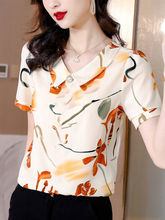 2023新款时尚洋气雪纺女衫夏装娃娃领宽松女衬衫优雅妈妈气质女衫